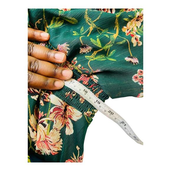 Maurices Womens V Neck Long Sleeve Floral A Line Skater Dress Pleated Green 3X - Picture 13 of 16